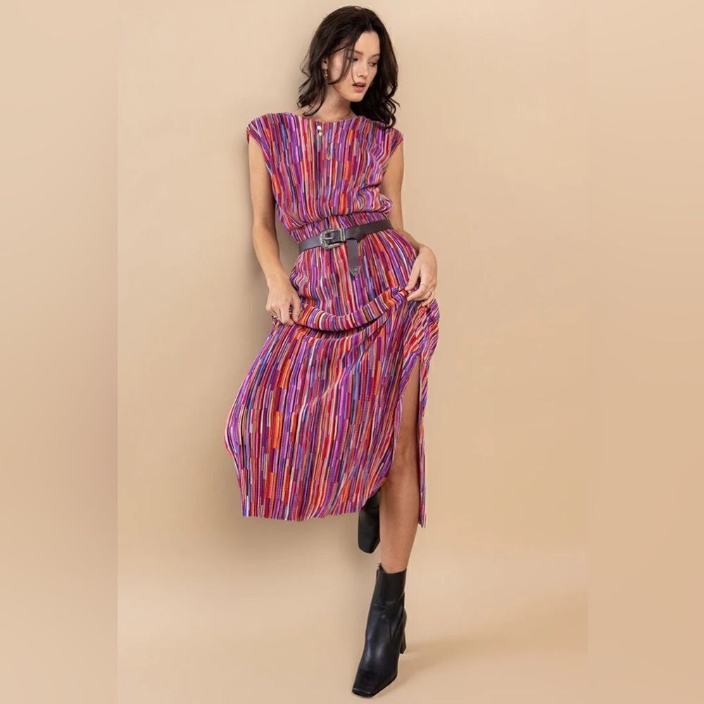 Ces Femme THE SLEEVELESS HARPER DRESS Size Large Pink Multi